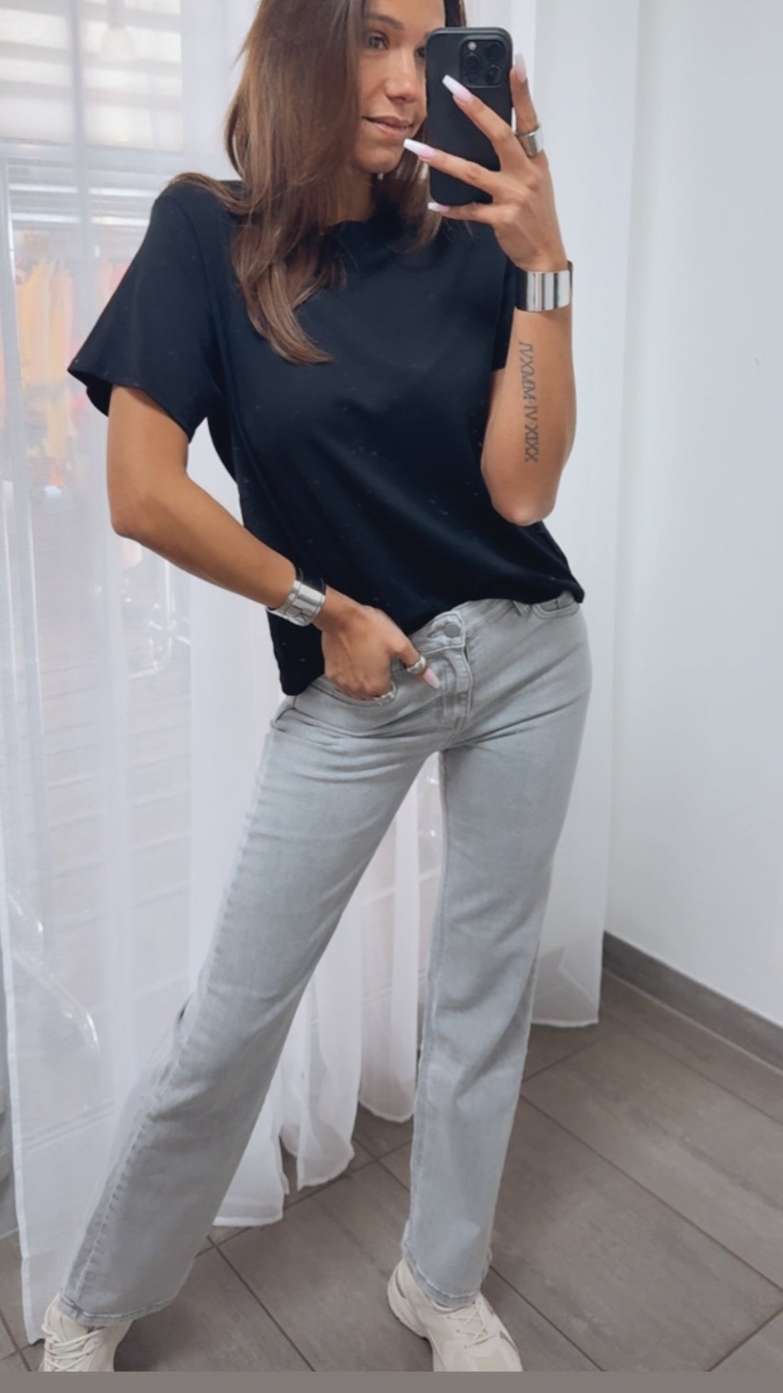 WIDE LEG Jeans Hose " RD3151 " / hell grau Art. 14266